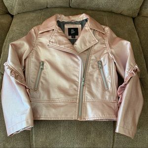 NWOT Art Class Pink Shiny Girls Ruffle Jacket XS